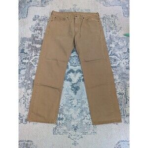 Levi's 505 Regular Fit Medium Wash Beige Men's (Size: 36 x 30) Tan Khakis